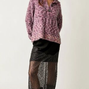 Free People Stellar Sweater Pink Purple Size Medium Oversized NWOT